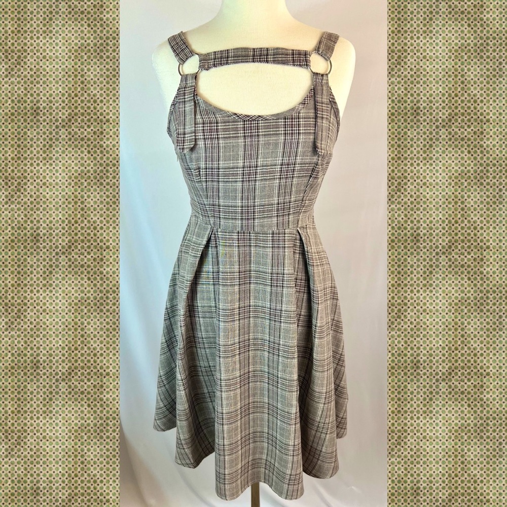 Dresslily Plaid Vintage Pleated Sundress Size M / 6